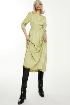 Glamorous Day Dresses|Midi & Midaxi Dresses|Dark-Pistachio Crew-Neck Midi-Dress -