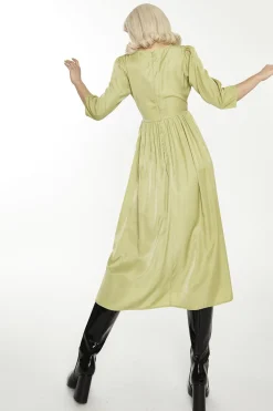 Glamorous Day Dresses|Midi & Midaxi Dresses|Dark-Pistachio Crew-Neck Midi-Dress -