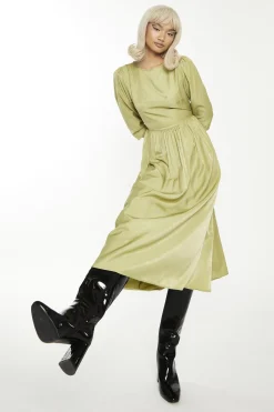 Glamorous Day Dresses|Midi & Midaxi Dresses|Dark-Pistachio Crew-Neck Midi-Dress -