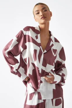 Glamorous Best Dressed Guest|Going Out Tops|Dark-Rose Abstract Oversized Shirt -
