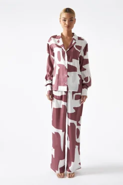 Glamorous Best Dressed Guest|Going Out Tops|Dark-Rose Abstract Oversized Shirt -