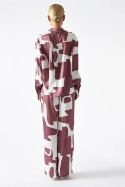 Glamorous Best Dressed Guest|Going Out Tops|Dark-Rose Abstract Oversized Shirt -