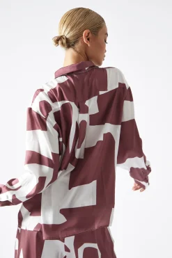 Glamorous Best Dressed Guest|Going Out Tops|Dark-Rose Abstract Oversized Shirt -