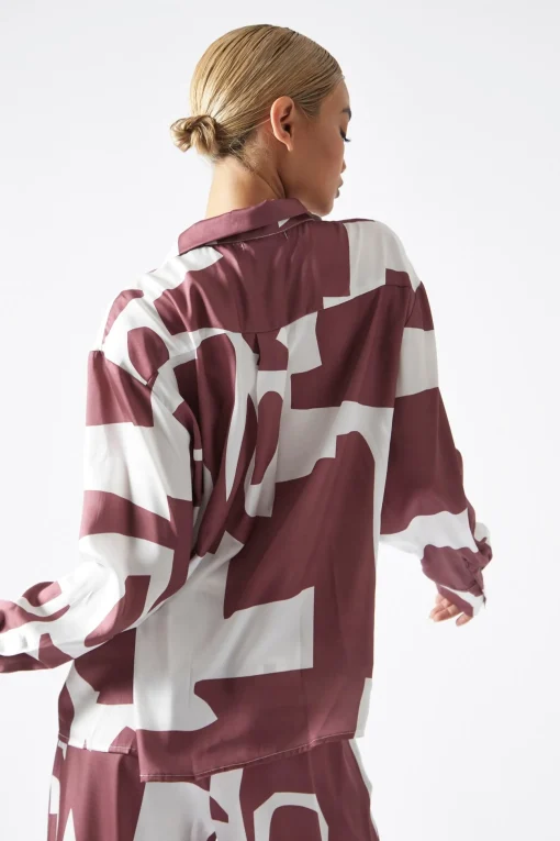 Glamorous Best Dressed Guest|Going Out Tops|Dark-Rose Abstract Oversized Shirt -