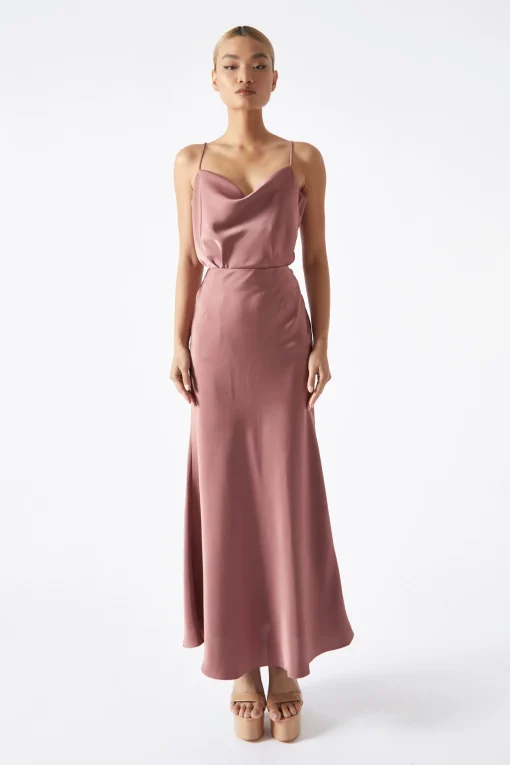 Glamorous Prom|Workwear|Dark-Rose Cowl Neck Top -