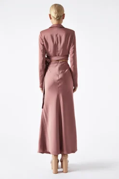 Glamorous Workwear|Going Out Tops|Dark-Rose Wrap-Front Crop-Blazer -