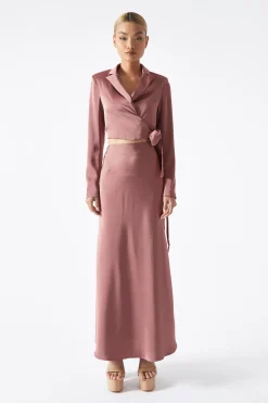 Glamorous Workwear|Going Out Tops|Dark-Rose Wrap-Front Crop-Blazer -