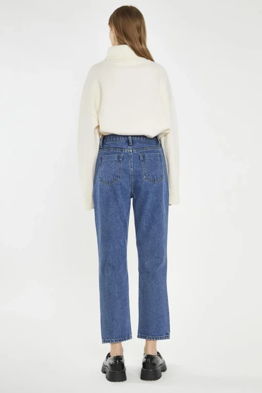 Glamorous Straight Leg Jeans|Dark-Stonewash Straight-Leg Jeans -
