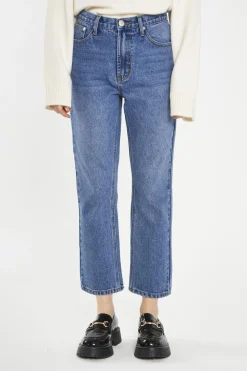 Glamorous Straight Leg Jeans|Dark-Stonewash Straight-Leg Jeans -