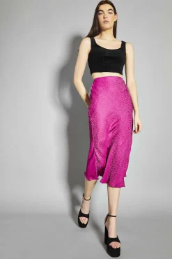 Glamorous Going Out Skirts|Midi & Midaxi Skirts|Deep-Orchid Leopard Bias-Cut Midi-Skirt -