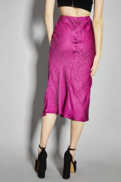 Glamorous Going Out Skirts|Midi & Midaxi Skirts|Deep-Orchid Leopard Bias-Cut Midi-Skirt -