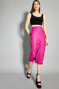 Glamorous Going Out Skirts|Midi & Midaxi Skirts|Deep-Orchid Leopard Bias-Cut Midi-Skirt -