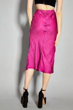 Glamorous Going Out Skirts|Midi & Midaxi Skirts|Deep-Orchid Leopard Bias-Cut Midi-Skirt -