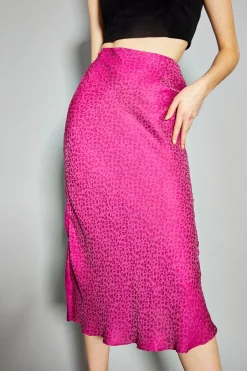 Glamorous Going Out Skirts|Midi & Midaxi Skirts|Deep-Orchid Leopard Bias-Cut Midi-Skirt -