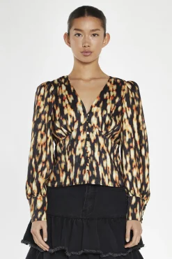 Glamorous Blouses & Shirts|Crops, Corsets & Bodysuits|Digital Tie-Dye Button-Front Top -