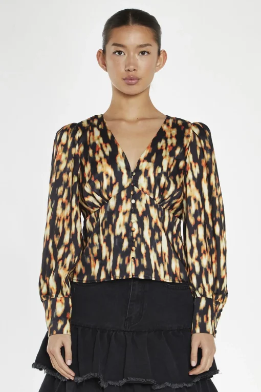 Glamorous Blouses & Shirts|Crops, Corsets & Bodysuits|Digital Tie-Dye Button-Front Top -