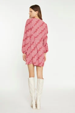 Glamorous Best Dressed Guest|Day Dresses|Digital-Wave Flower Long-Sleeve Mini-Dress -