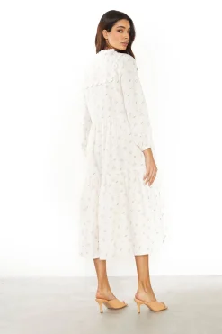 Glamorous Day Dresses|Midi & Midaxi Dresses|Ditsy Rose Stripe Long Sleeve Midi Dress -