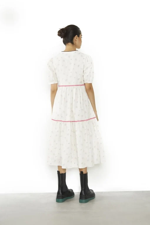 Glamorous Day Dresses|Midi & Midaxi Dresses|Ditsy-Rose Stripe-Black Button-Front Shift Midi-Dress -