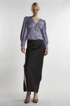 Glamorous Blouses & Shirts|Dusty Lilac Dalmatian Long Sleeve-Tops -