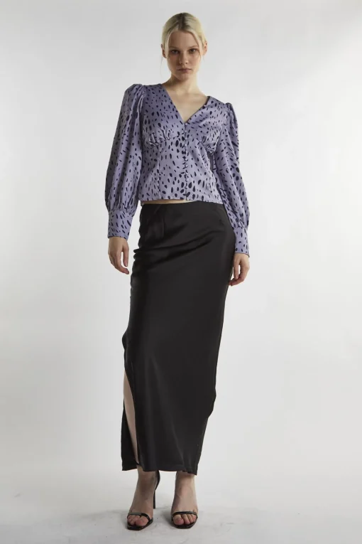 Glamorous Blouses & Shirts|Dusty Lilac Dalmatian Long Sleeve-Tops -
