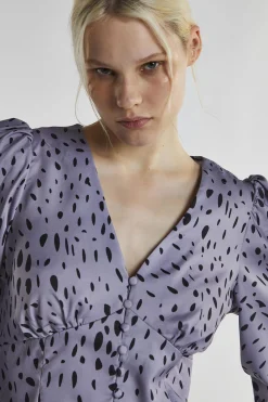 Glamorous Blouses & Shirts|Dusty Lilac Dalmatian Long Sleeve-Tops -