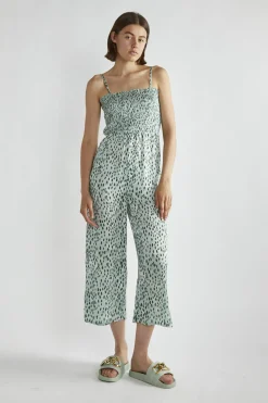 Glamorous Jumpsuits|Dusty-Green Leopard Wide-Leg Cropped-Jumpsuit -