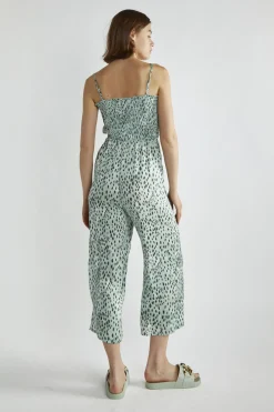 Glamorous Jumpsuits|Dusty-Green Leopard Wide-Leg Cropped-Jumpsuit -