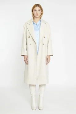Glamorous Longline Coats|Coats|Ecru Double Breasted Longline-Coat -