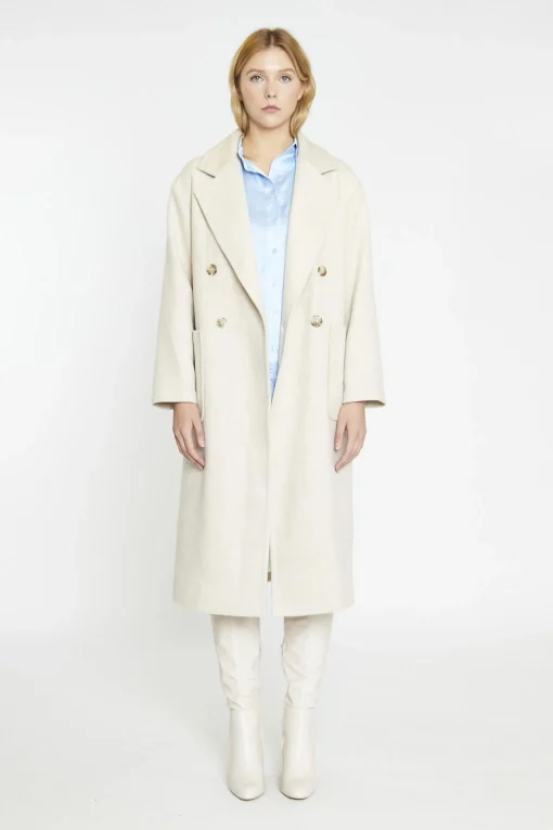 Glamorous Longline Coats|Coats|Ecru Double Breasted Longline-Coat -