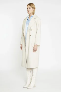Glamorous Longline Coats|Coats|Ecru Double Breasted Longline-Coat -
