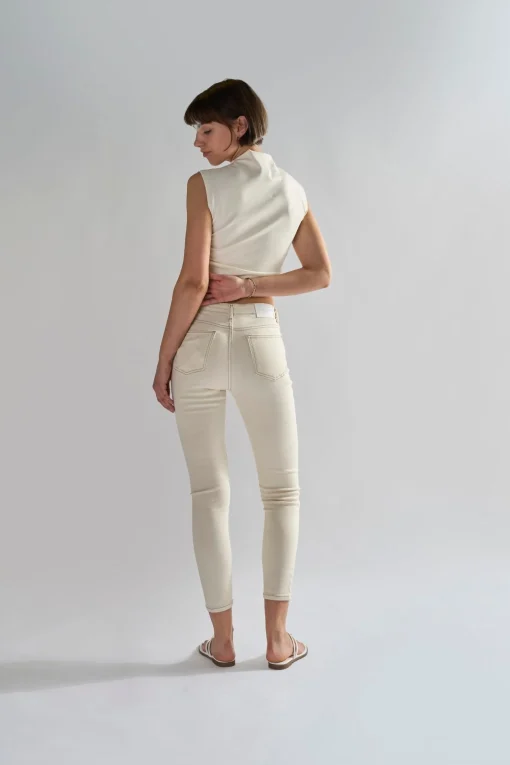 Glamorous High Waisted Jeans|Skinny Jeans|Ecru High Waisted Skinny Jeans -