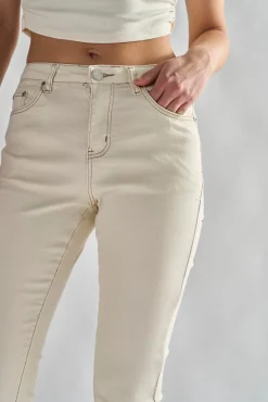 Glamorous High Waisted Jeans|Skinny Jeans|Ecru High Waisted Skinny Jeans -