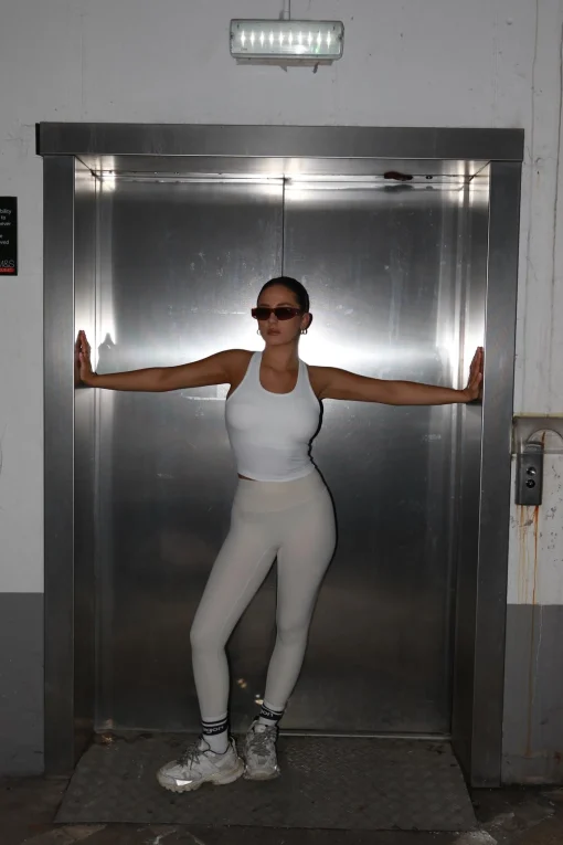 Glamorous Tops|Activewear|Everywear Ribbed Y-Back Vest Top - White Rib -