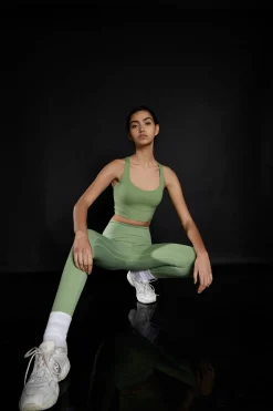 Glamorous Activewear|Crops, Corsets & Bodysuits|Fern Green Cross Back Sports Bra -