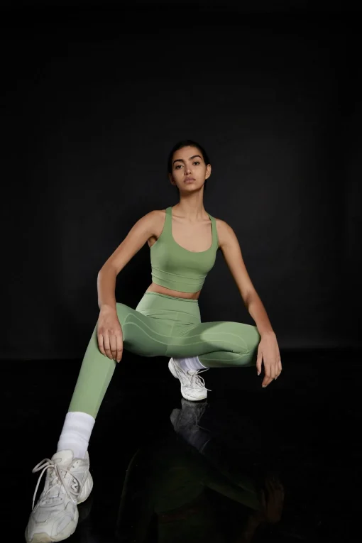 Glamorous Activewear|Crops, Corsets & Bodysuits|Fern Green Cross Back Sports Bra -