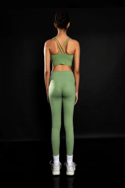 Glamorous Activewear|Crops, Corsets & Bodysuits|Fern Green Cross Back Sports Bra -