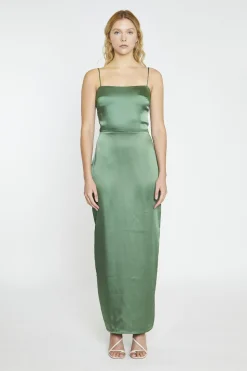 Glamorous Satin Dresses|Maxi Dresses|Forest Green Satin Maxi-Dress -