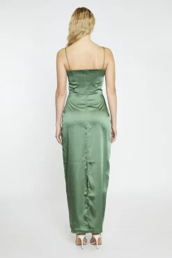 Glamorous Satin Dresses|Maxi Dresses|Forest Green Satin Maxi-Dress -
