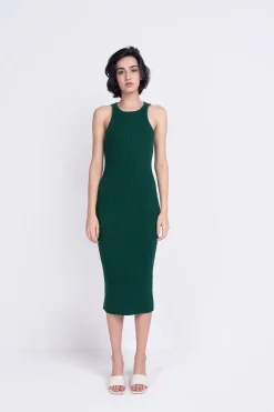 Glamorous Day Dresses|Midi & Midaxi Dresses|Forest-Green Round-Neck Midi-Dresses -