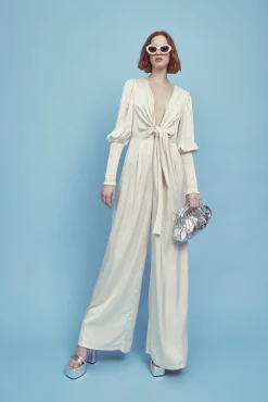 Glamorous Dresses|Jumpsuits|Frances Plunge Front Jumpsuit -Oyster -