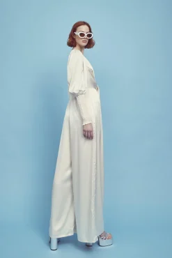 Glamorous Dresses|Jumpsuits|Frances Plunge Front Jumpsuit -Oyster -