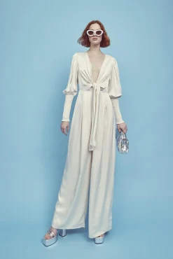 Glamorous Dresses|Jumpsuits|Frances Plunge Front Jumpsuit -Oyster -