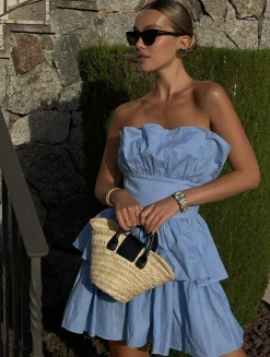 Glamorous Dresses|Prom|Gemma Bandeau Ruffle Mini-Dress -Sky Blue -