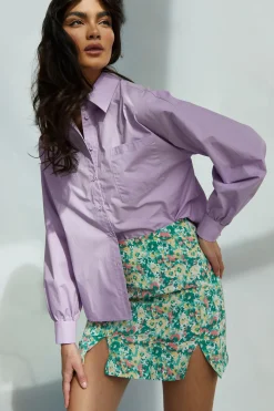 Glamorous Mini Skirts|Abstract Floral Split Mini Skirt -