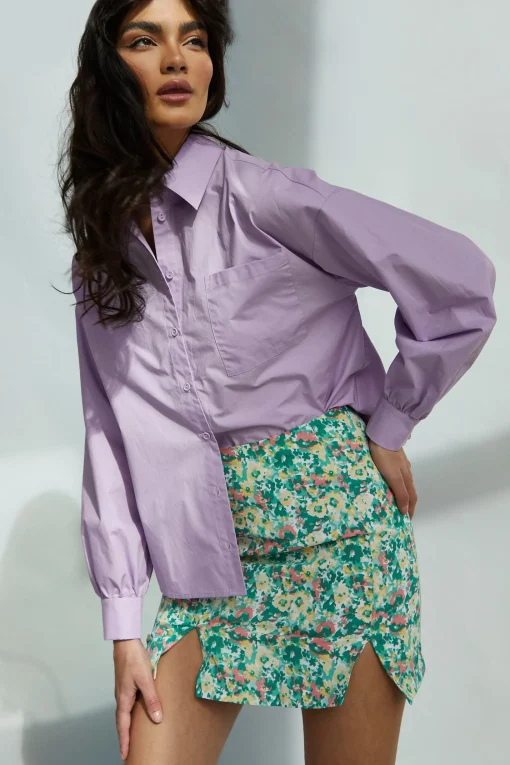 Glamorous Mini Skirts|Abstract Floral Split Mini Skirt -