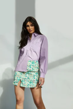 Glamorous Mini Skirts|Abstract Floral Split Mini Skirt -