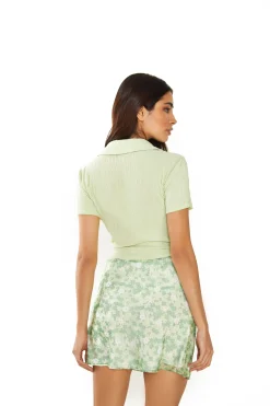 Glamorous Mini Skirts|Apple Green Ditsy Sheer Mini-Skirt -