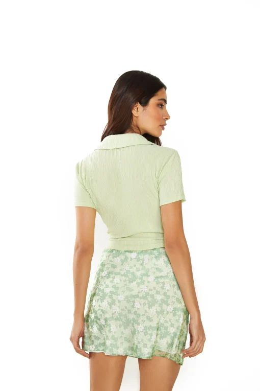 Glamorous Mini Skirts|Apple Green Ditsy Sheer Mini-Skirt -