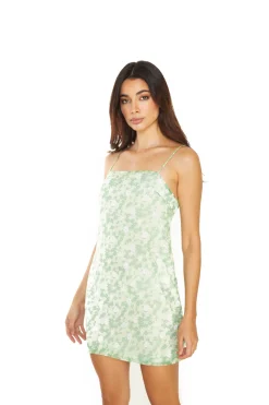 Glamorous Chic Escapes|Day Dresses|Apple Green Ditsy Sleeveless Mini-Dress -